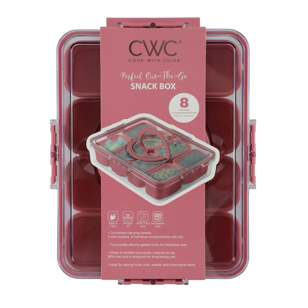 🆕CWC 8-Compartment Snackle Box, Charcuterie and Snack Container 16 oz Mauve